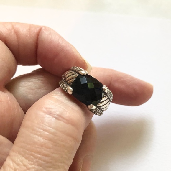 DAVID YURMAN Onyx & Diamond Cable Ring - Picture 11 of 13
